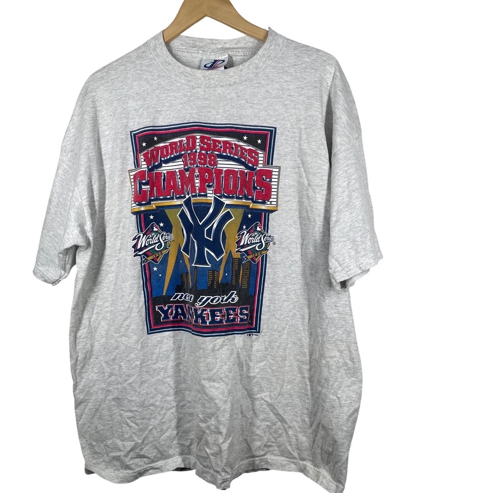 Vintage Logo Athletic New York Yankees 1998 World Series Champions Gray Shirt XL